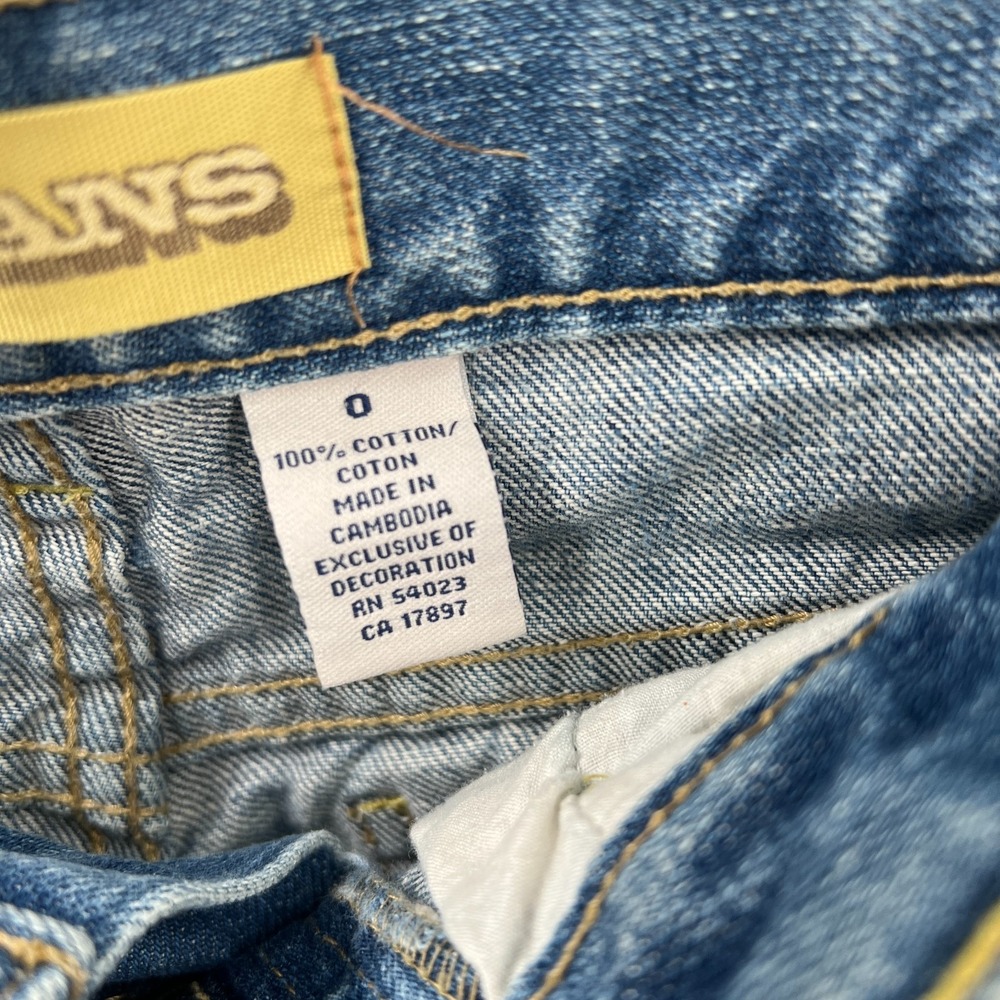 vintage Y2K Ultra Low Rise Denim grunge Shorts cutoff Jean Light Wash Denim  0 - Picture 7 of 9